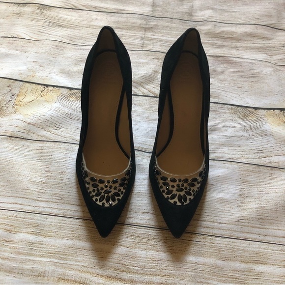Tory Burch Black Delphine Jewel Embellished Pumps